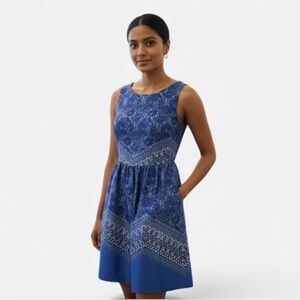 Outback Red Blue White Fit & Flare Sleeveless Dress Women’s Sz 0 Lace Print